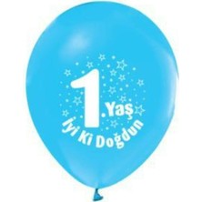 Rönesans Parti 1 Yaş Iyi Ki Doğdun Baskılı Mavi Balon 5'li
