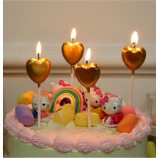 Rönesans Parti Gold Kalp Şekilli Mum 4'lü