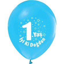 Rönesans Parti 1 Yaş Iyi Ki Doğdun Baskılı Mavi Balon 30'lu Paket