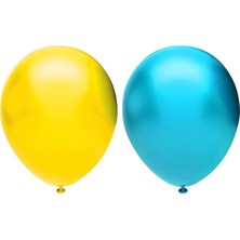 Rönesans Parti Metalik Balon Seti 100 Adet ( Açık Mavi, Sarı)