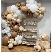 Rönesans Parti Karamel Ten Beyaz Pastel Renk Balon Zinciri 50 Adet+5 mt Balon Zinciri