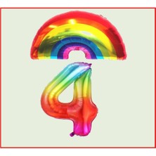 Rönesans Parti Gökkuşağı Temalı 4 Yaş Doğum Günü Parti Seti