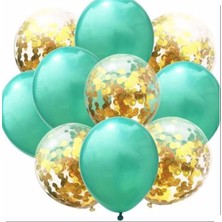 Rönesans Parti Gold Konfetili Yeşil  Balon Seti