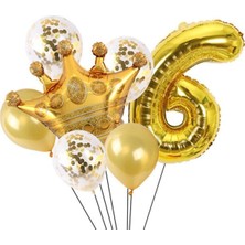 Rönesans Parti 6 Yaş Altın Kral Kraliçe Taçlı Folyo Balon Seti