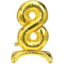 Rönesans Parti 8 Yaş Gold Renkli Ayaklı Folyo Balon Rakam 32 Inç 80 cm