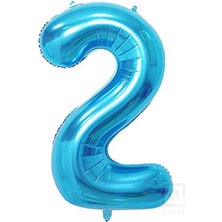 Rönesans Parti Folyo Balon 34 Inç  80 cm 2 Rakam Mavi