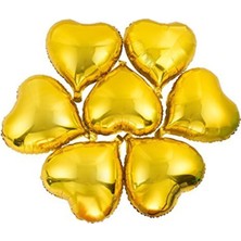 Rönesans Parti Gold Kalp Folyo Balon Set 7 Adet 25 cm