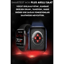 Madepazar M36 Plus Mavi Çift Tuş Aktif Wireless Şarjlı Ekg Nabız Tansiyon Ölçer Suya Dayanıklı Ios Android Uyumlu