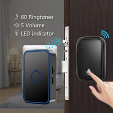 Three Beans Kendinden Powered Su Geçirmez Kablosuz Kapı Zili Hiçbir Pil Gerek Nokta LED Kapı Zili 150 M Uzaktan Ev 60 Halka Çağrı Zil | Kapı Zili (Siyah) (Yurt Dışından)