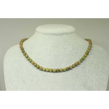 Yaşam Tohumu Unakit Taşı Faset Kesim Kolye 6mm (Klipsli)