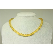 Yaşam Tohumu Sitrin Taşı Koyu Renk Kolye 8mm (Klipsli)