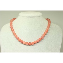 Yaşam Tohumu Gül Kuvars Taşı Kolye 8mm (Klipsli)