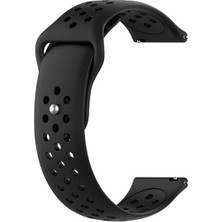 Markacase Samsung Gear Sport Uyumlu Delikli Pimli Silikon Kordon Siyah