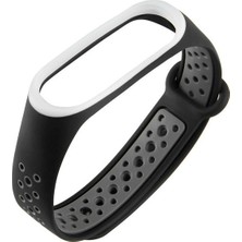 Markacase Xiaomi Mi Band 3 Delikli Silikon Siyah Gri Kordon