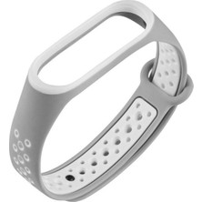 Markacase Xiaomi Mi Band 4 Delikli Silikon Gri Beyaz Kordon