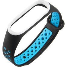 Markacase Xiaomi Mi Band 3 Delikli Silikon Siyah Mavi Kordon