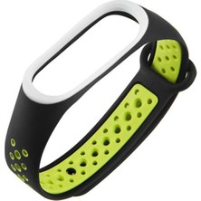 Markacase Xiaomi Mi Band 4 Delikli Silikon Siyah Sarı Kordon