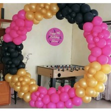 Fuşya Siyah Gold Balon Balon Zinciri 100 Adet
