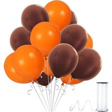 Kahverengi Turuncu Metalik Balon 100 Adet+ 5 mt Balon Zinciri