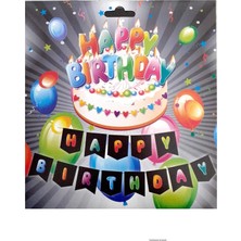 Siyah Zemin Renkli Yazılı Happy Birthday Banner