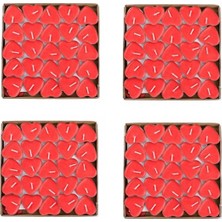 Sevgililer Günü Kırmızı Kalp Tealight Mum 100 Adet