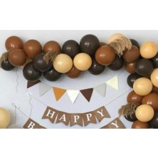 Çikolata Kahve-Ten-Karamel Pastel Renk Balon Zinciri 50 Adet+5 mt Balon Zinciri