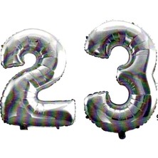 23 Yaş Sayı Folyo Balon Gümüş 40 Inç 100 cm