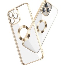 Case Street Casestreet Apple iPhone 12 Pro Kılıf Logo Gösteren Kamera Korumalı Silikon Gold