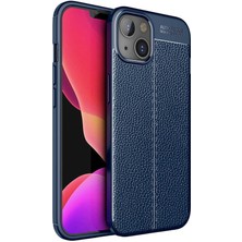 Case Street Casestreet Apple iPhone 14 Plus Kılıf Niss Silikon Deri Görünümlü Kamera Korumalı Lacivert
