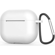 Case Street Casestreet Apple Airpods 3. Nesil Kılıf Mat Kancalı Silikon A11 Beyaz