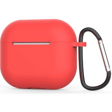 Case Street Casestreet Apple Airpods 3. Nesil Kılıf Mat Kancalı Silikon A11 Kırmızı