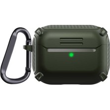 Smcase Apple Airpods Pro Kılıf Sert Armor Karbon Görünüm A26 Koyu Yeşil