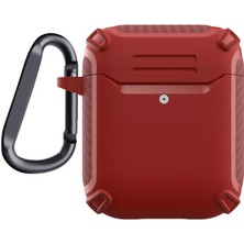 Smcase Apple Airpods Kılıf Sert Armor Karbon Görünüm A26 Kırmızı