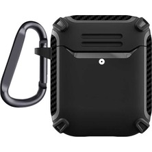 Dlrcase Apple Airpods Kılıf Sert Armor Karbon Görünüm A26 Siyah