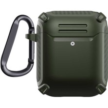 Smcase Apple Airpods Kılıf Sert Armor Karbon Görünüm A26 Koyu Yeşil