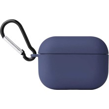 Smcase Apple Airpods Pro Kılıf Mat Kancalı Silikon A11 Lacivert