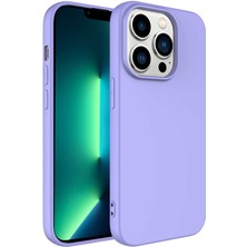 Dlrcase Apple iPhone 14 Pro Max Kılıf Mara Lansman Silikon Mat Soft Korumalı Lila