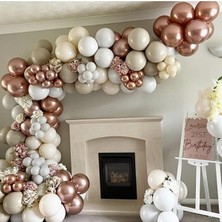 Trend Hediye Sepeti Krom Rose Gold Pastel Deniz Kumu Duman Rengi Balon 50 Adet ve 5 M Balon Zinciri