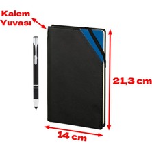 Paras Ticaret Termo Deri Not Defteri Touchpen Dokunmatik Uç Metal Tükenmez Kalemli Dikişli Çizgili Defter