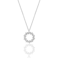 Söğütlü Silver Gümüş Rodyumlu Zirkon Taşlı Güneş Kolye 925 Ayar Kadınlar İçin Özel Tasarım