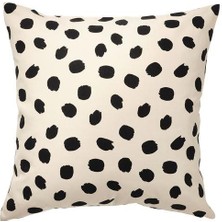 IKEA Kırlent Minder Kılıfı,meridyendukkan Kırık Beyaz-Siyah Nokta Desenli 50*50 cm Pamuk