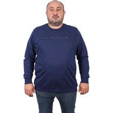 Starbattal Büyük Beden Sweat Erkek Lacivert Bisiklet Yaka Uzun Kol Regular Fit Şık Tasarım