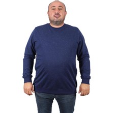 Starbattal Büyük Beden  Bisiklet Yaka Deri Arma 22703-LACIVERT