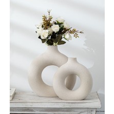 Glow House Bohem Beyaz Halka Vazo 2’li