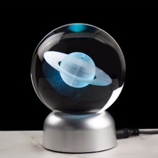 Keyfim Shop Işıklı Satürn Cam Küre 8cm*6cm