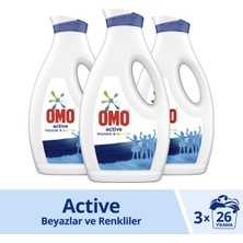 Omo Sıvı Çamaşır Deterjanı Active Beyazlar ve Renkliler İçin 26 Yıkama 1,69 lt 3'lü