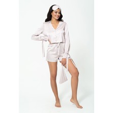 For You Sleepwear 5'li Kol Bağlama Detay Gri Pijama Şort Takım S27244