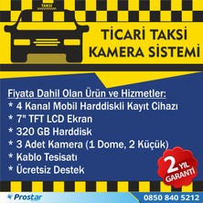 Prostar Ticari Taksi 3 Kameralı 320 GB Harddisk Dahil Araç Kamera Seti