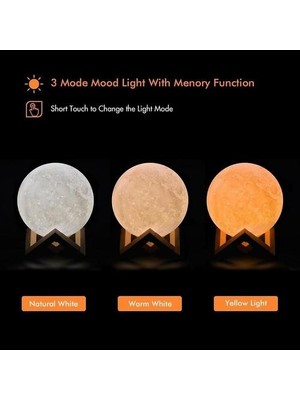 Xhang Ay Lambası Gece Lambası 3D Baskılı Ay Işık USB Şarj Serin Beyaz Sıcak Yelloyable Oda Dekorasyon Için (Yurt Dışından)