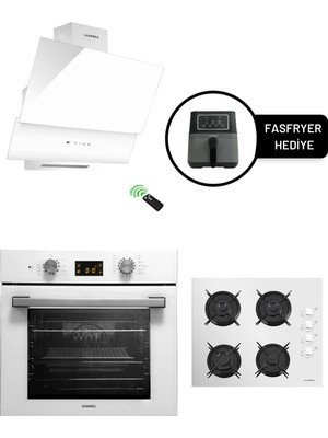 Luxell OPALL15 Prog. Beyaz Ankastre Set / Fasfryer Hediyeli